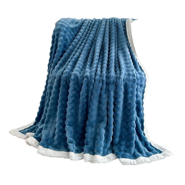 Double Sided Solid Color Fleece Blanket - Warm Soft All Season Throw for Home Use