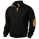thumbnail image 1 of pstuiky camisas de manga larga para hombre, Suéter de hombre con botones, color liso, cuello alto, mangas largas y cuadrados pequeños salir tops xxl, 1 of 4