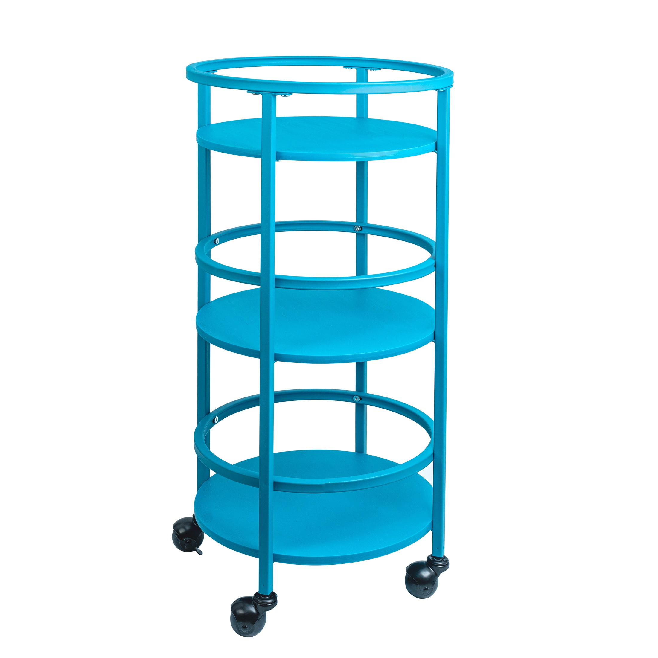Mainstays 32" 3-Tier Rolling Round Kitchen Bar Storage Cart, Blue