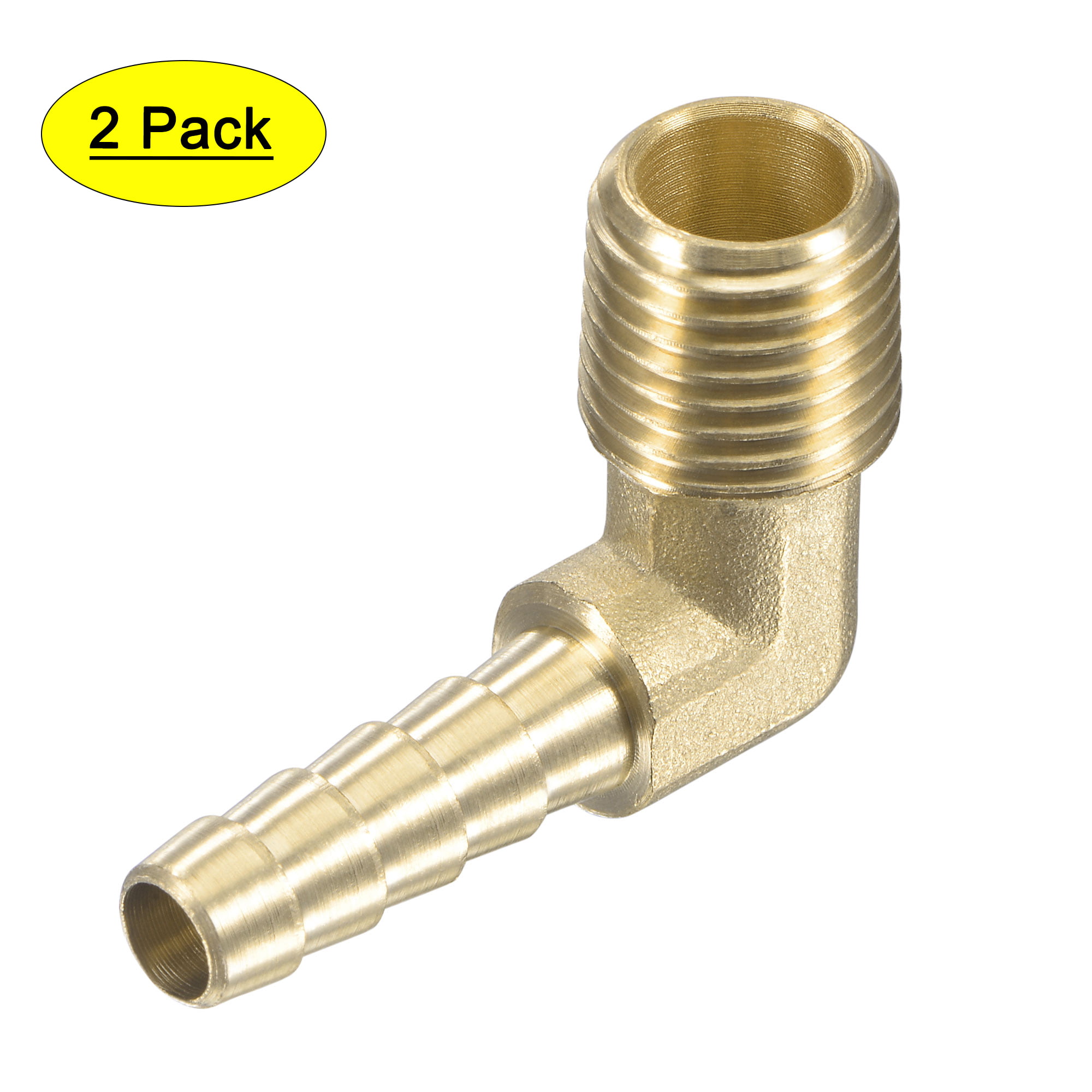 Male Pipe 1/4 Brass Fittings Brass Male Hose Barb 90° Elbow Hose ID 1/4 Qty 5 