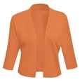 thumbnail image 2 of Fall Cotton 44989 Sleeve Cardigan for Women Orange Cover-Up Wide Neck Women's Solid Color Knitwear Elegant Simple Versatile Short Coat XL, 2 of 8