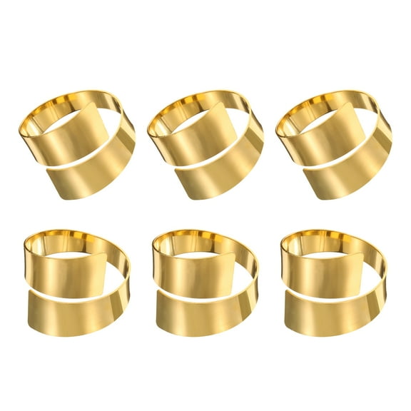 6pcs Gold Napkin Rings Metal Irregular Napkin Holders for Dinner