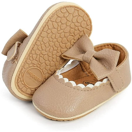 Infant Baby Girl Shoes Mary Jane Flats Dress Shoes Soft Anti-Slip Rubber Sole Walking Shoes Toddler Crib First Walker Shoes