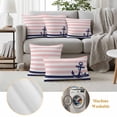 thumbnail image 6 of Pack of 2 Outdoor Pillow Covers 20x12 Inch Waterproof Anchor Pink Throw Pillow Covers,Decorative Couch Pillow Case Sham Modern Navy Blue White Striped Nautical Patio Garden Pillowcases Cushion Covers, 6 of 8
