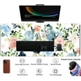thumbnail image 3 of Gaming Green Desk Mat Desk Mouse Pads Purple Blue Pink Floral Mouse Pad Large, XL Big Computer Keyboard Mouse Mat Desk Pad Mat with Stitched Edge for Women Home Office Decor Deskmat 31.5x11.8 in, 3 of 6