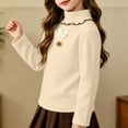 thumbnail image 5 of FAIWAD Girls Mock Neck Tops Long Sleeve Fleece Shirts with Bow Soft Warm School Daily Clothes, 5 of 9
