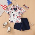 thumbnail image 2 of Xudanell 4th of July Baby Boy Outfit Button Short Sleeve Fashionable Independence Day Print Shirt Shorts Set Clothes for Boys Black 3-4 Years, 2 of 5