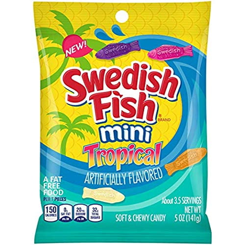 Swedish Fish Mini Tropical Fat Free Candy - 5 Ounce Bag Pack Of 12 - Walmartcom