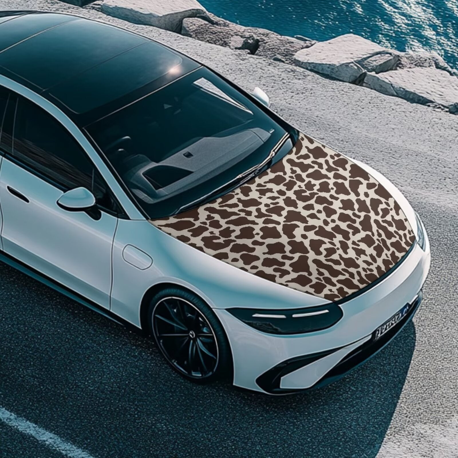 Uorisanigo Car Hood Covers for Automobiles, Universal Brown Cow Print Car Hood Cover Suitable for Most Vehicles Sedans Trucks, Cars Hoods Cover Protectors Film