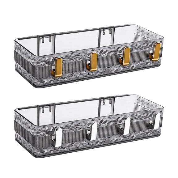 Hyknon Shower Caddy Adhesive, Wall Mounted Large Capacity Shower Shelves Basket with 4 Hooks for Inside Shower, No Drill Decorative Bathroom Storage Accessories for Shampoo Soap