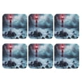 thumbnail image 2 of Disketp Lighthouse In A Stormy Sea Funny Coasters,6 Pcs Leather Coasters With Holder, Perfect Housewarming Hostess Gifts,Protect Furniture From Water Marks Scratch And Damage, 2 of 9