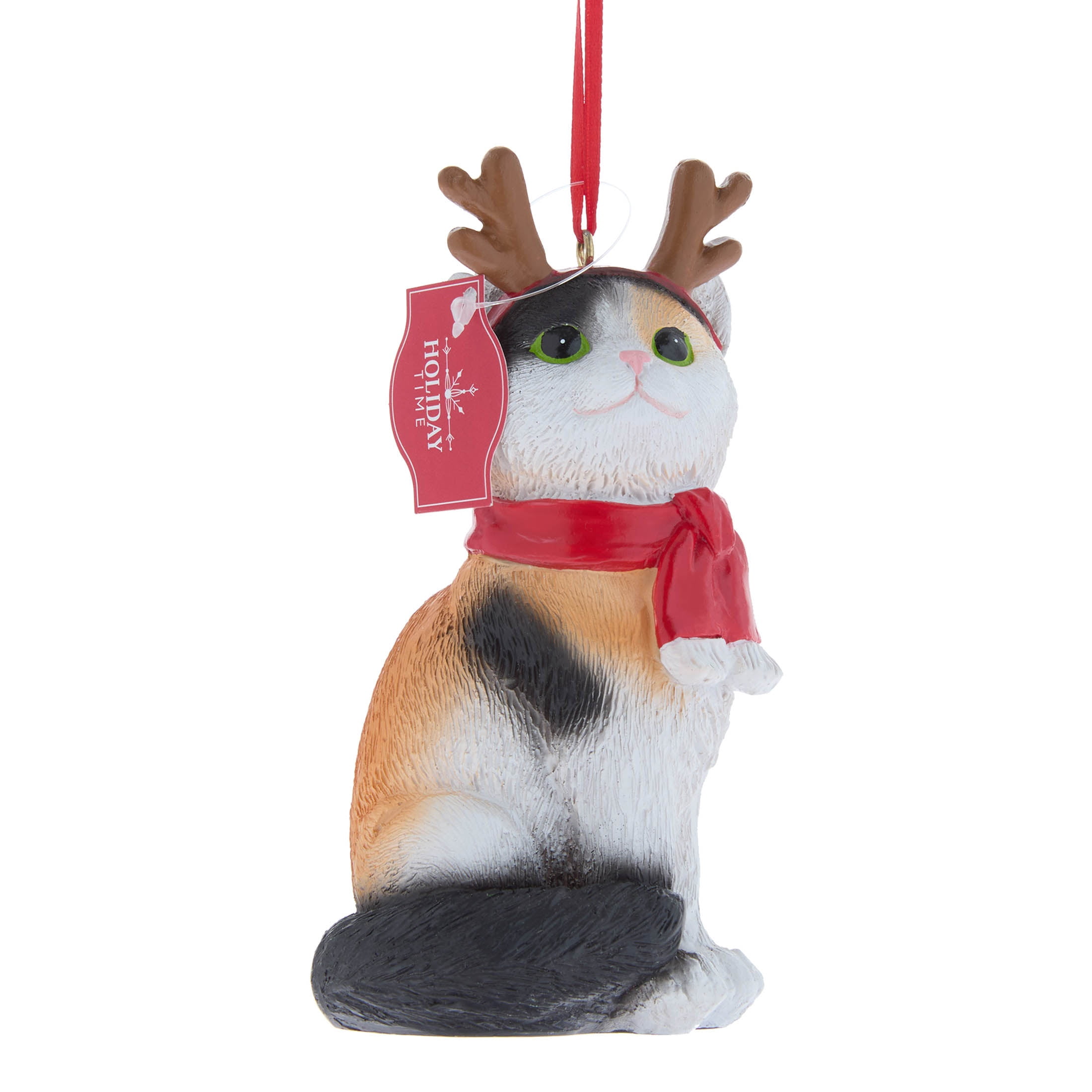 Multicolor Cat with Antlers Christmas Ornament, 5", by Holiday Time