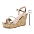 thumbnail image 6 of Rokment Women's Glitter Rhinestones Platform Wedge Dressy Sandals Ladies Metallic Vintage Casual Leather Open Toe Chunky Extra High Heels Dress Summer Shoes for Bride Wedding Gold Size 6, 6 of 6