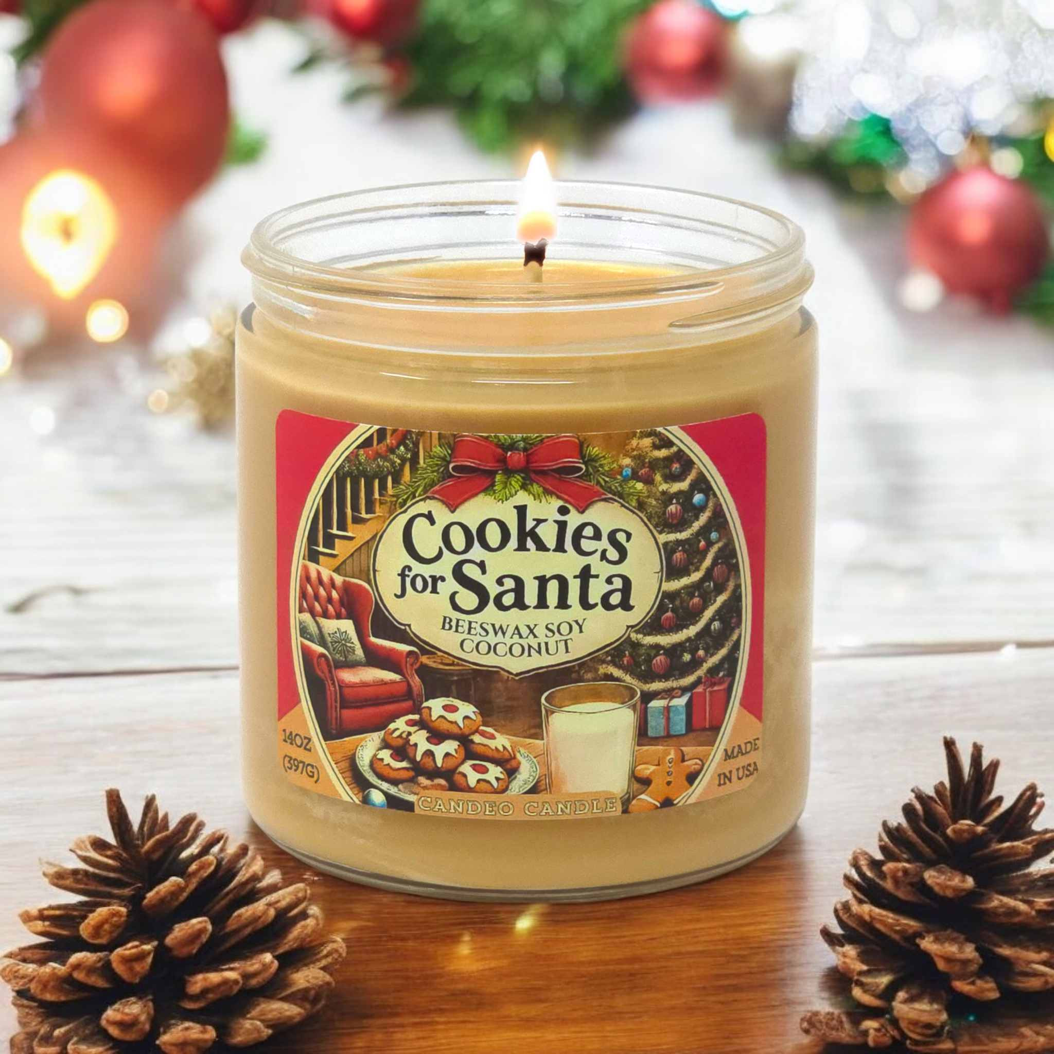 Cookies for Santa 14oz Soy Candle Jar – Handcrafted Christmas Scented Candle
