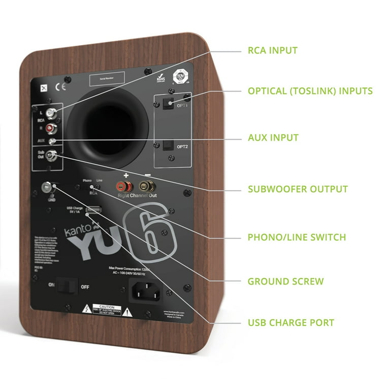 Kanto YU6 Powered Bookshelf Speakers with Built-In Bluetooth