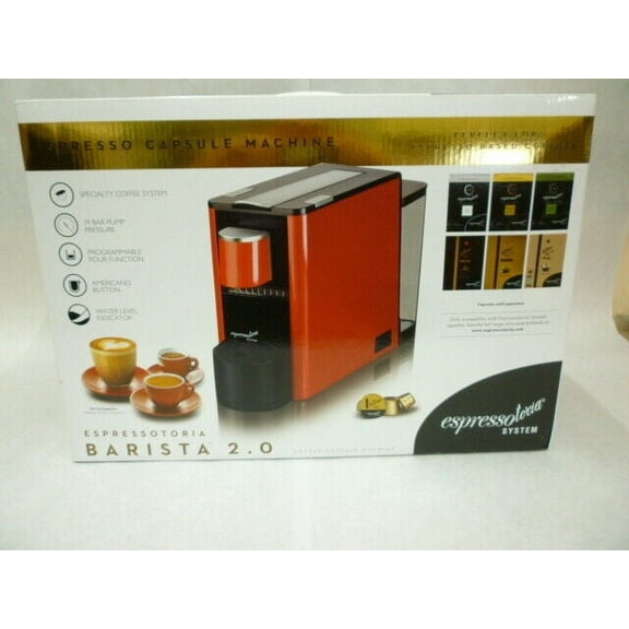 NEW IN BOX ESPRESSOTORIA BARISTA 2.0 ESPRESSO MAKER USES ESSPRESSOTORIA CAPS RED