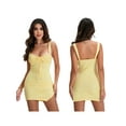 thumbnail image 3 of Gupgi Women Sleeveless Bodycon Dress Summer Lace Trim Bandage Ruched Slit Party Dress for Cocktail Nightclub Beach, 3 of 9