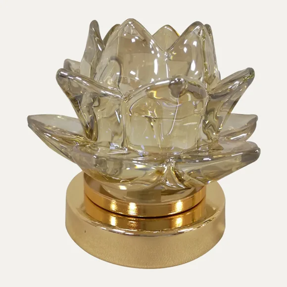 Floral Clear Glass Tea Light Candle Holder