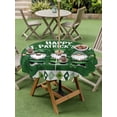 thumbnail image 3 of St. Patrick's Day Outdoor Tablecloth - 54 Inch Round Dining Table Cover, Lucky Shamrock Gnomes Gold Coin Spring Green Waterproof Outdoor Table Cloth with Umbrella Hole & Zipper for Picnic/Patio/Party, 3 of 7