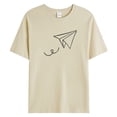 thumbnail image 3 of kpoplk Mens T Shirt Short Sleeve Muscle Fitness Fashion Print T-Shirts Slim-Fit Crew Neck Casual Tops(Beige,XL), 3 of 5