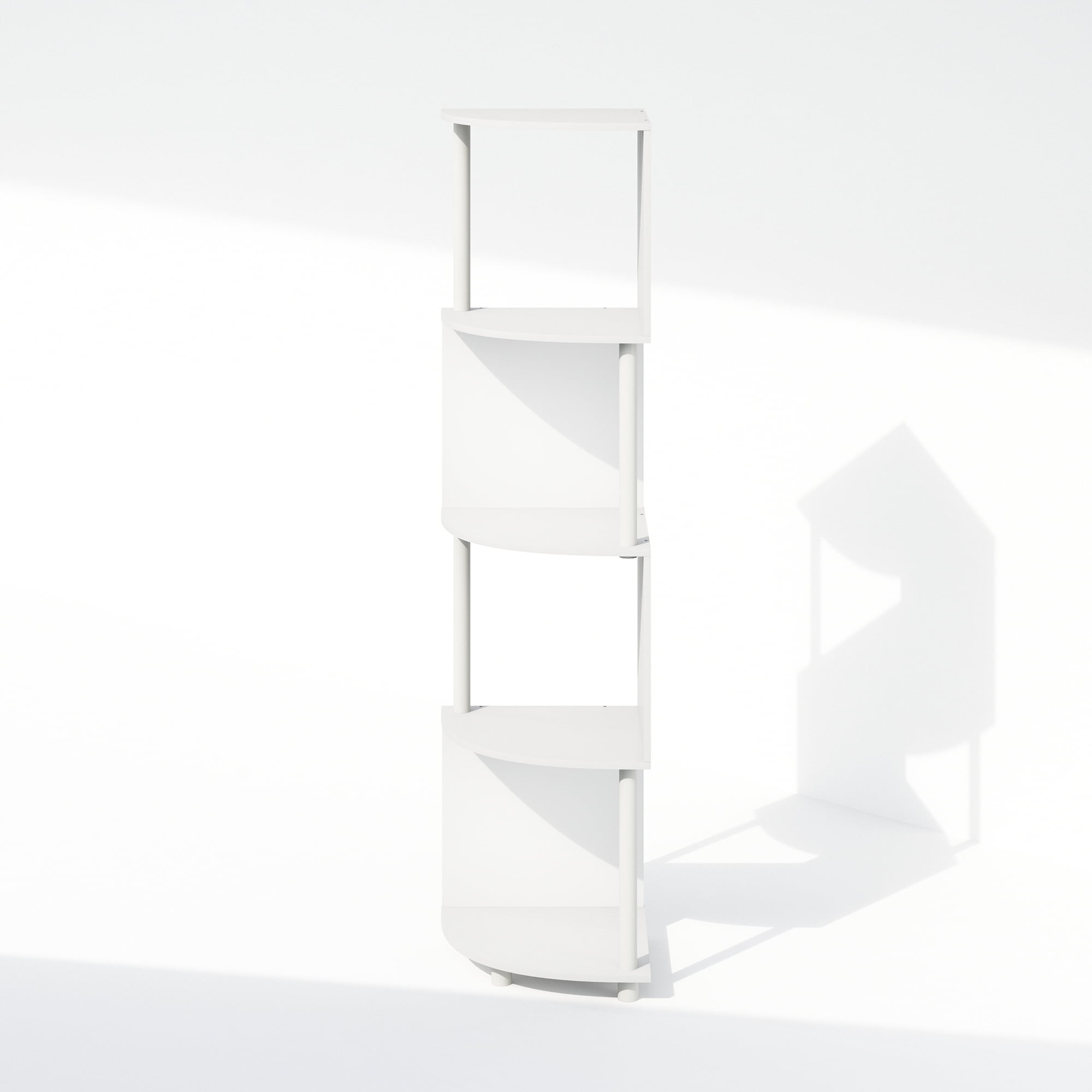 Furinno Basic 4-Tier Zigzag Corner Multipurpose Standing Shelf, White/White