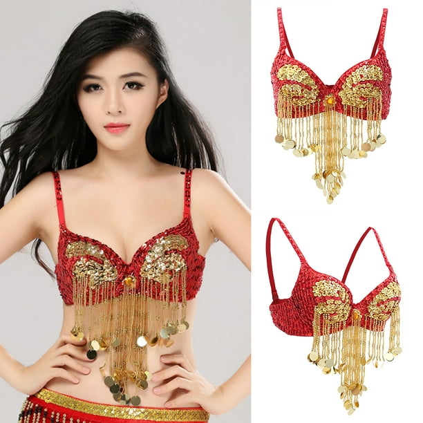 Belly Dance Sequined Bra with Coins