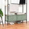 thumbnail image 3 of Yayeee Foldable Storage Basket for Shelves with Handles Waterproof Cloth Bins, Retro Green Abstract, 3 of 7