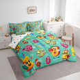 thumbnail image 3 of Homewish Boys Funny Number Twin Bedding Sets 7-Piece, Turquoise Cartoon Bedding Comforter Set, Square Triangle Abstract Reversible Sheet Sets, Luxury Bedroom Decor, 3 of 7