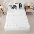 thumbnail image 4 of Manfei Speed Motorcycle Zipper Twin Comforter Sets with Fitted Sheet and 2 Pillowcases,Checkerboard Print Zipper Bedding Set,White,Reversible,4pcs, 4 of 8