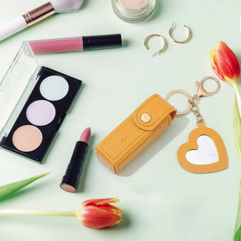 Lipstick Organizer, Keychain Chapstick Case with Mirror for Women