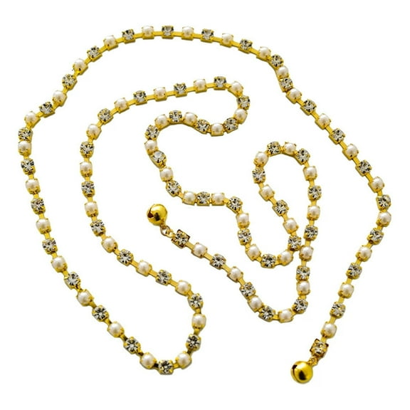 Gallickan Christmas Rhinestone Chain, 4 Foot Glitter Garland, Sparkling Tree Hanging Decor, Crystal Bead Strand, for Holiday Scene Setting, Gold