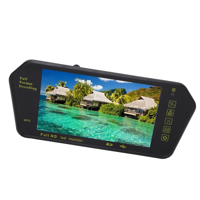 Caméra de Rétroviseur, Caméra de Tableau de Bord Multimédia Haute Résolution avec Télécommande Écran LCD 7 Pouces, Caméra de Recul Universelle