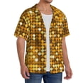 thumbnail image 4 of Cauagu Bright Shiny Golden Men's Short Sleeve Button Down Hawaiian Shirt for Men Bowling Shirts Casual Summer Beach Shirt,4X-Large, 4 of 6