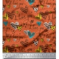 thumbnail image 1 of Soimoi Orange Velvet Fabric Heart & I Love You Text Fabric Prints By Yard 58 Inch Wide, 1 of 1
