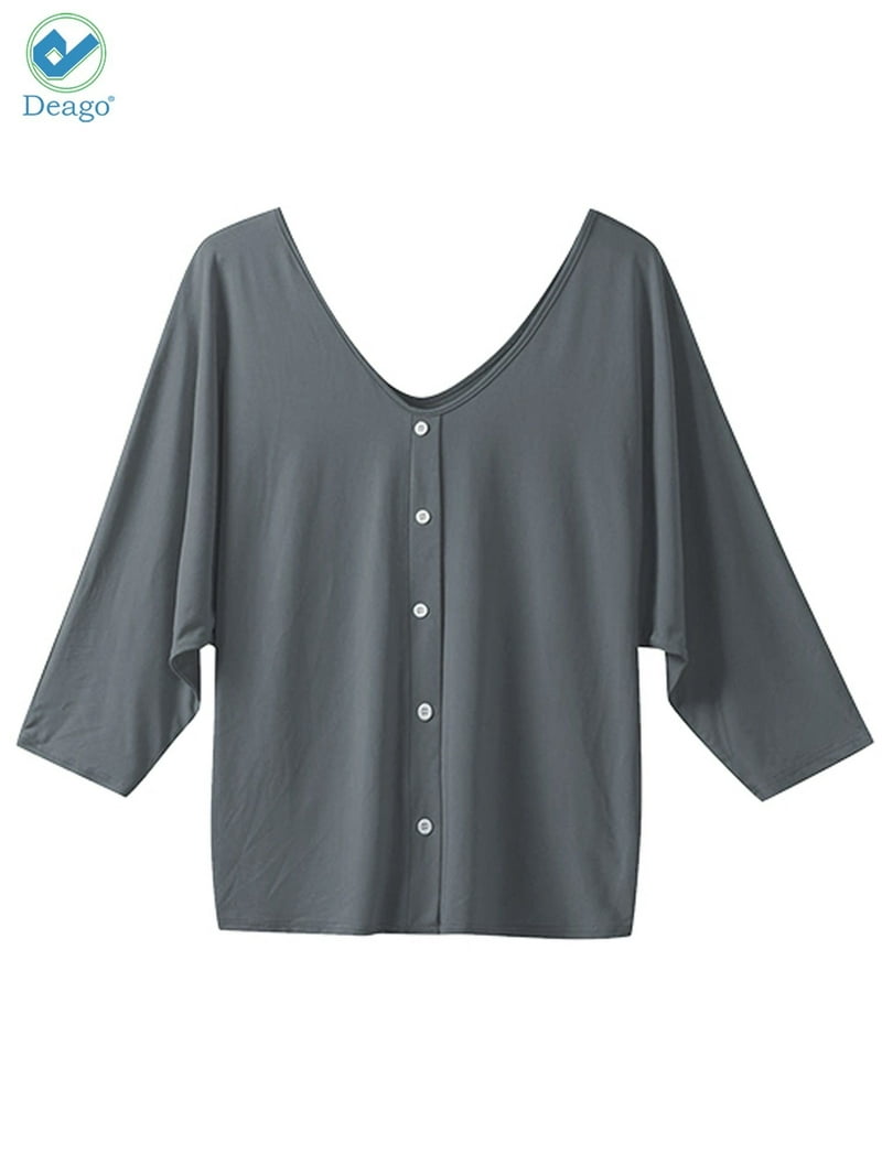 Comfy V-Neck Puff Sleeve Blouse For Women – Casual Loose Fit Top For Summer
