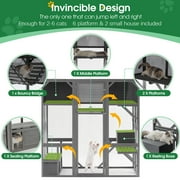 Segmart Cat House Outdoor Catio Wooden Walk-in Cat Enclosure Large for Multiple Cats, Upgrade Luxurious Cat Condo with Sunshine Board, Dark Grey