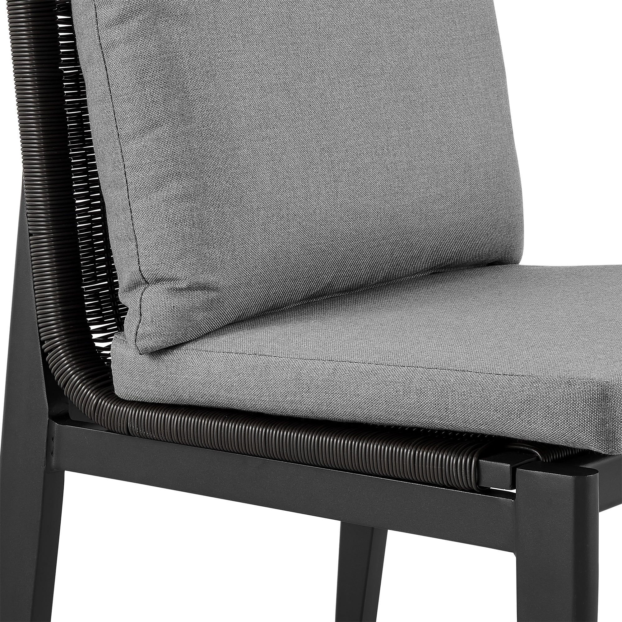 Cayman Outdoor 5-Piece Round Dining Table Set in Aluminum with Grey Cushions