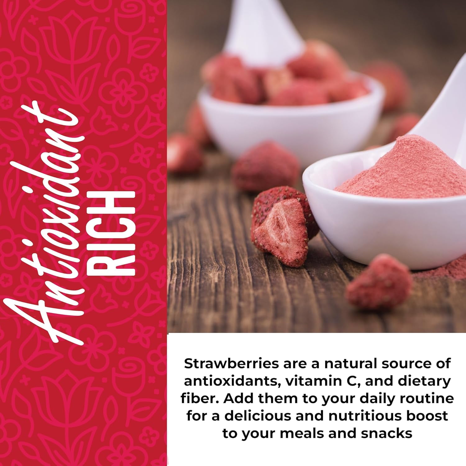 Herbaila Freeze-Dried Strawberry Powder 16oz – All Natural, No Sugar Added, Non-GMO, Gluten-Free, 1LB