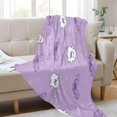 thumbnail image 6 of 70x55 Inches Glow in The Dark Blanket Cozy Throw Camping Blankets for Home and Outdoor Use Cute Purple Ghost Pattern, 6 of 8