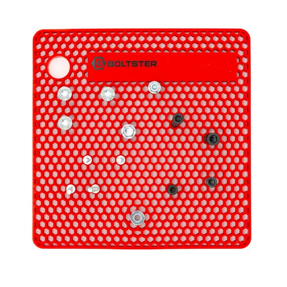 Bandeja organizadora de tornillería Boltster Fastener Organizer Tray roja de silicona 25 x 25 cm