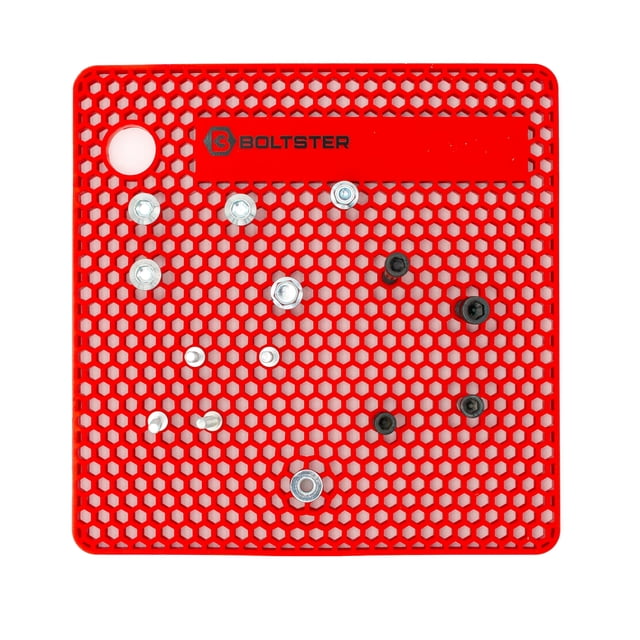 Bandeja organizadora de tornillería Boltster Fastener Organizer Tray roja de silicona 25 x 25 cm