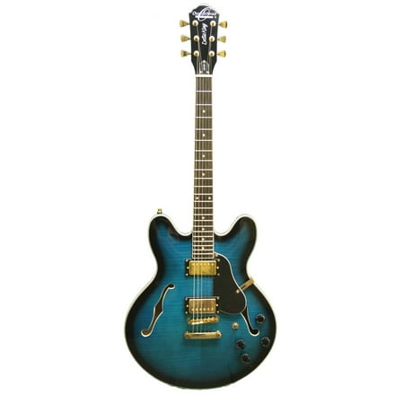 Oscar Schmidt OE30 Delta Blues Semi Hollow Electric Guitar, BlueBurst, (Best Semi Hollow Electric Guitar)
