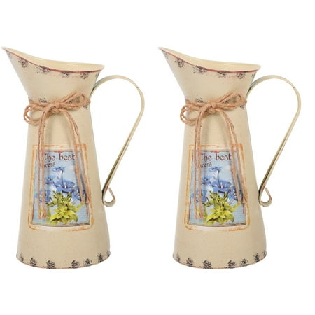 

Vase Metal Farmhouse Jug Galvanized Pitcher Vintage Primitive Chic Shabby Flower Jug Container White Country Can