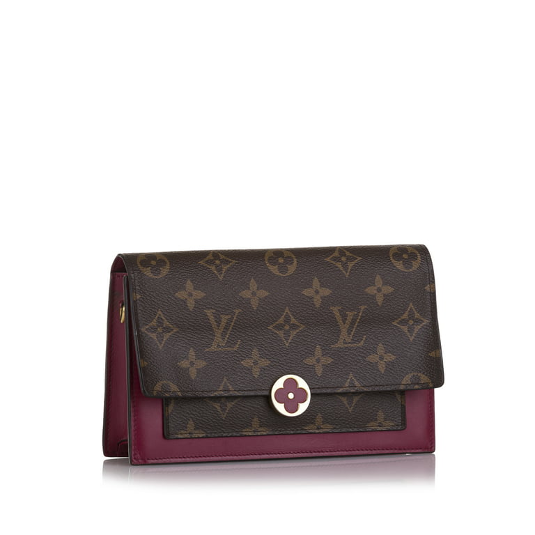 Pre-Owned Authenticated Louis Vuitton Monogram Flore Wallet On Chain Canvas  Brown Crossbody Bag Unisex (Good) 