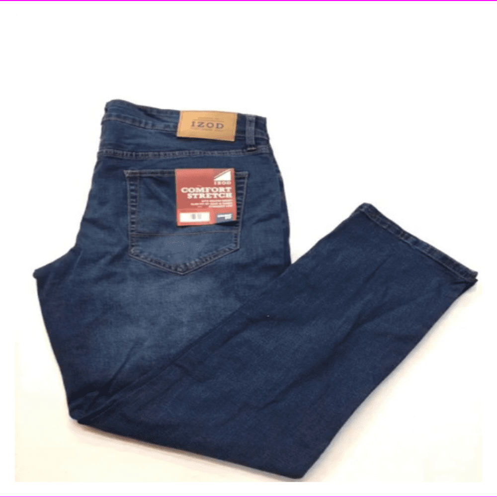 Izod Men's Comfort Sits Below Waist Slim Fit Stretch Straight Leg Jeans