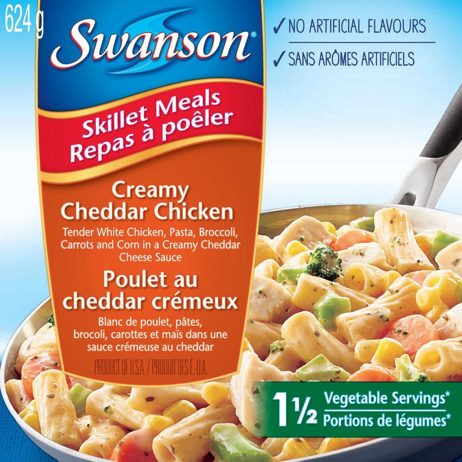 Dîner congelé poulet au cheddar crémeux Repas à poêler de Swanson