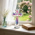 thumbnail image 5 of Religious Table Figurine,Faceted Crystal Standing Cross Stable Round Base Light Reflect Craft,Faith Decor Ornament for Prayer Corner Desk Mantel Space, 5 of 6