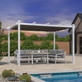 thumbnail image 4 of PURPLE LEAF 10' x 12' Outdoor Retractable Pergola Heavy-Duty Aluminum White Pergola with Sun Shade Canopy Patio Modern Shelter for Garden Porch Yard Deck Beach Grape Trellis, Grey, 4 of 15