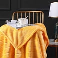 thumbnail image 2 of Bertte Plush Throw Blanket Super Soft Fuzzy Warm Blanket | 330 GSM Lightweight Fluffy Cozy Luxury Decorative Stripe Blanket for Bed Couch - 50"x 60", Yellow, 2 of 7