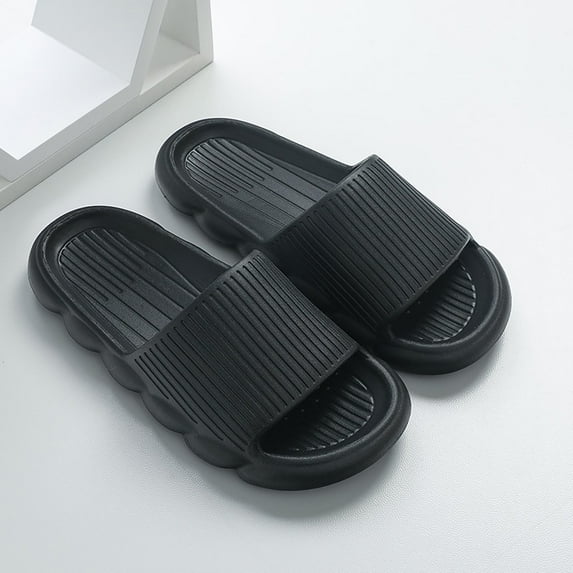 Summer Saving Clearance! Tuobarr Womens Slides Couple Indoor Cute Eva Slippers Non-Slip Men Women Household Sandals and Slippers Black US Size 10.5